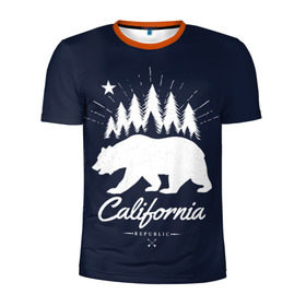 Мужская футболка 3D спортивная с принтом California Republic в Курске, 100% полиэстер с улучшенными характеристиками | приталенный силуэт, круглая горловина, широкие плечи, сужается к линии бедра | america | bear | california | united states | usa | америка | калифорния | медведь | сша | штаты