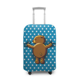 Чехол для чемодана 3D с принтом Медвежьи объятия в Курске, 86% полиэфир, 14% спандекс | двустороннее нанесение принта, прорези для ручек и колес | bear | beast | kid | love | teddy | toy | звезды | зверь | игрушка | любовь | медведь | мишка