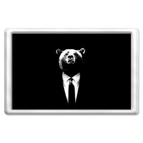 Магнит 45*70 с принтом Медведь бизнесмен в Курске, Пластик | Размер: 78*52 мм; Размер печати: 70*45 | Тематика изображения на принте: animal | bear | beast | business | suit | бизнес | джентльмен | животное | зверь | медведь | смокинг