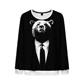 Мужской свитшот 3D с принтом Медведь бизнесмен в Курске, 100% полиэстер с мягким внутренним слоем | круглый вырез горловины, мягкая резинка на манжетах и поясе, свободная посадка по фигуре | animal | bear | beast | business | suit | бизнес | джентльмен | животное | зверь | медведь | смокинг