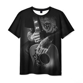 Мужская футболка 3D с принтом Гитарист в Курске, 100% полиэфир | прямой крой, круглый вырез горловины, длина до линии бедер | rock | гитара | рок | рок жив | рок музыка | русский рок