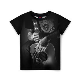 Детская футболка 3D с принтом Гитарист в Курске, 100% гипоаллергенный полиэфир | прямой крой, круглый вырез горловины, длина до линии бедер, чуть спущенное плечо, ткань немного тянется | Тематика изображения на принте: rock | гитара | рок | рок жив | рок музыка | русский рок