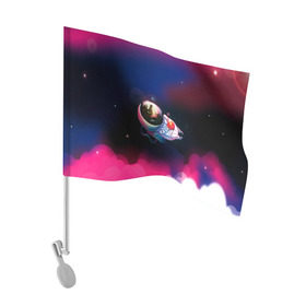 Флаг для автомобиля с принтом Ёжик в космосе в Курске, 100% полиэстер | Размер: 30*21 см | в тумане | еж