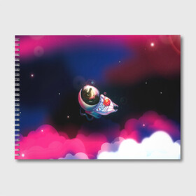 Альбом для рисования с принтом Ёжик в космосе в Курске, 100% бумага
 | матовая бумага, плотность 200 мг. | в тумане | еж