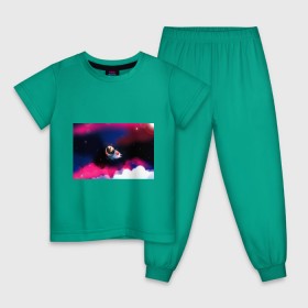 Детская пижама хлопок с принтом Ёжик в космосе в Курске, 100% хлопок |  брюки и футболка прямого кроя, без карманов, на брюках мягкая резинка на поясе и по низу штанин
 | в тумане | еж
