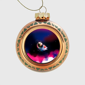 Стеклянный ёлочный шар с принтом Ёжик в космосе в Курске, Стекло | Диаметр: 80 мм | Тематика изображения на принте: в тумане | еж