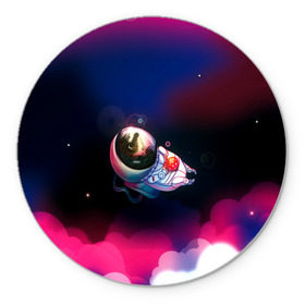Коврик круглый с принтом Ёжик в космосе в Курске, резина и полиэстер | круглая форма, изображение наносится на всю лицевую часть | в тумане | еж