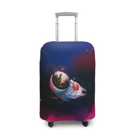 Чехол для чемодана 3D с принтом Ёжик в космосе в Курске, 86% полиэфир, 14% спандекс | двустороннее нанесение принта, прорези для ручек и колес | в тумане | еж
