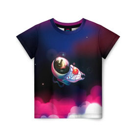 Детская футболка 3D с принтом Ёжик в космосе в Курске, 100% гипоаллергенный полиэфир | прямой крой, круглый вырез горловины, длина до линии бедер, чуть спущенное плечо, ткань немного тянется | Тематика изображения на принте: в тумане | еж