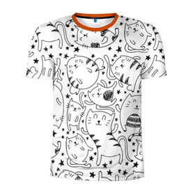 Мужская футболка 3D спортивная с принтом Котейки в Курске, 100% полиэстер с улучшенными характеристиками | приталенный силуэт, круглая горловина, широкие плечи, сужается к линии бедра | cat | кот | котенок | котик | кошка | принт | рисунок