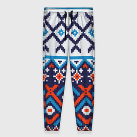 Женские брюки 3D с принтом Норвежские узоры в Курске, полиэстер 100% | прямой крой, два кармана без застежек по бокам, с мягкой трикотажной резинкой на поясе и по низу штанин. В поясе для дополнительного комфорта — широкие завязки | зима | нг | новый год | норвежские узоры | рождество | свитер | снег