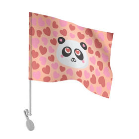 Флаг для автомобиля с принтом Влюбленная панда в Курске, 100% полиэстер | Размер: 30*21 см | Тематика изображения на принте: любовь | панда | сердце