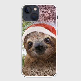 Чехол для iPhone 13 mini с принтом Рождественский ленивец в Курске,  |  | джунгли | животное | ленивый | лень | новый год | рождество | снег | снежинки | тропики | улыбка | шапка