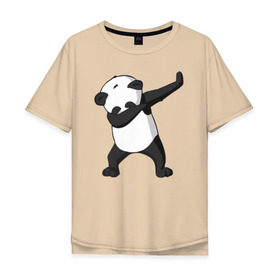 Мужская футболка хлопок Oversize с принтом Panda dab в Курске, 100% хлопок | свободный крой, круглый ворот, “спинка” длиннее передней части | Тематика изображения на принте: дэб | панда