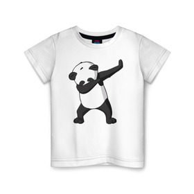 Детская футболка хлопок с принтом Panda dab в Курске, 100% хлопок | круглый вырез горловины, полуприлегающий силуэт, длина до линии бедер | дэб | панда