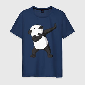 Мужская футболка хлопок с принтом Panda dab в Курске, 100% хлопок | прямой крой, круглый вырез горловины, длина до линии бедер, слегка спущенное плечо. | Тематика изображения на принте: дэб | панда