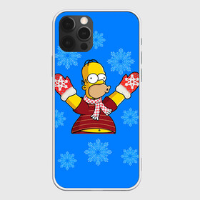 Чехол для iPhone 12 Pro с принтом Симпсоны новогодние 2 в Курске, силикон | область печати: задняя сторона чехла, без боковых панелей | Тематика изображения на принте: simpsons | барт | барт симпсон | гомер | гомер симпсон | новый год | симпсоны | снег | снежинки