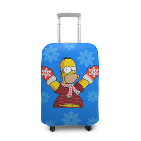 Чехол для чемодана 3D с принтом Симпсоны новогодние 2 в Курске, 86% полиэфир, 14% спандекс | двустороннее нанесение принта, прорези для ручек и колес | simpsons | барт | барт симпсон | гомер | гомер симпсон | новый год | симпсоны | снег | снежинки