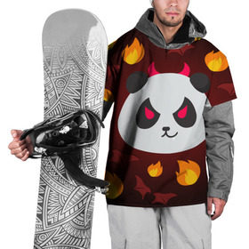 Накидка на куртку 3D с принтом Панда дьяволенок в Курске, 100% полиэстер |  | Тематика изображения на принте: дьяволенок | красный | крылья | огонь | панда | рога