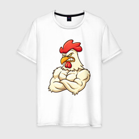 Мужская футболка хлопок с принтом Символ года 2017 в Курске, 100% хлопок | прямой крой, круглый вырез горловины, длина до линии бедер, слегка спущенное плечо. | год петуха