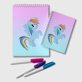 Блокнот с принтом Rainbowdash в Курске, 100% бумага | 48 листов, плотность листов — 60 г/м2, плотность картонной обложки — 250 г/м2. Листы скреплены удобной пружинной спиралью. Цвет линий — светло-серый
 | Тематика изображения на принте: mlp | pony | rainbowdash | raindbow dash | пони