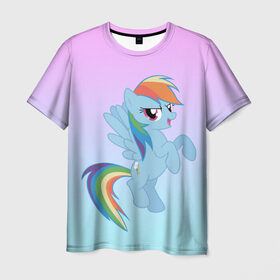 Мужская футболка 3D с принтом Rainbowdash в Курске, 100% полиэфир | прямой крой, круглый вырез горловины, длина до линии бедер | mlp | pony | rainbowdash | raindbow dash | пони