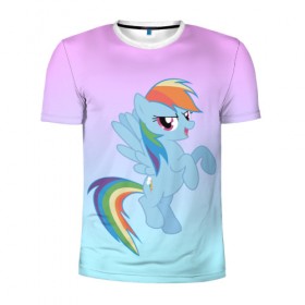 Мужская футболка 3D спортивная с принтом Rainbowdash в Курске, 100% полиэстер с улучшенными характеристиками | приталенный силуэт, круглая горловина, широкие плечи, сужается к линии бедра | Тематика изображения на принте: mlp | pony | rainbowdash | raindbow dash | пони