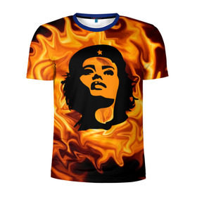 Мужская футболка 3D спортивная с принтом Revolutionary girl в Курске, 100% полиэстер с улучшенными характеристиками | приталенный силуэт, круглая горловина, широкие плечи, сужается к линии бедра | звезда | огонь | патриотизм | пламя | революционер | революция | россия | че гевара