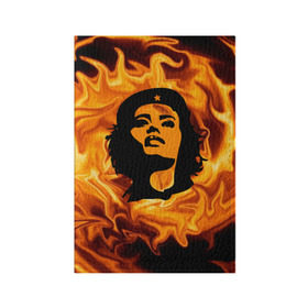 Обложка для паспорта матовая кожа с принтом Revolutionary girl в Курске, натуральная матовая кожа | размер 19,3 х 13,7 см; прозрачные пластиковые крепления | звезда | огонь | патриотизм | пламя | революционер | революция | россия | че гевара