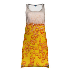 Платье-майка 3D с принтом Пивная тема в Курске, 100% полиэстер | полуприлегающий силуэт, широкие бретели, круглый вырез горловины, удлиненный подол сзади. | пена | прикол | пузырьки