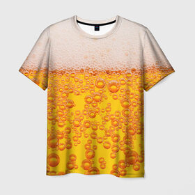 Мужская футболка 3D с принтом Пивная тема в Курске, 100% полиэфир | прямой крой, круглый вырез горловины, длина до линии бедер | Тематика изображения на принте: пена | прикол | пузырьки