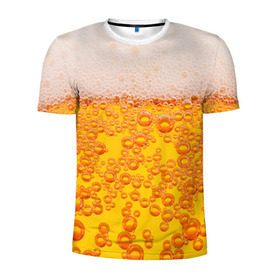 Мужская футболка 3D спортивная с принтом Пивная тема в Курске, 100% полиэстер с улучшенными характеристиками | приталенный силуэт, круглая горловина, широкие плечи, сужается к линии бедра | Тематика изображения на принте: пена | прикол | пузырьки