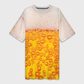 Платье-футболка 3D с принтом Пивная тема в Курске,  |  | пена | прикол | пузырьки