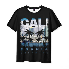 Мужская футболка 3D с принтом Калифорния в Курске, 100% полиэфир | прямой крой, круглый вырез горловины, длина до линии бедер | Тематика изображения на принте: america | beach | california state | los angeles | palm trees | sea | states | united | usa | америки | калифорния | лос анджелес | море | пальмы | пляж | соединенные | сша | штат | штаты