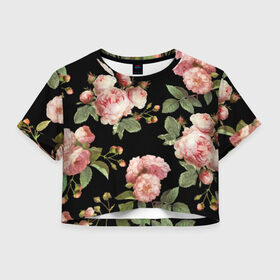 Женская футболка 3D укороченная с принтом Twenty One Pilots, розы как у Тайлера в Курске, 100% полиэстер | круглая горловина, длина футболки до линии талии, рукава с отворотами | 21 пилотс | twentyonepilots | розы как у тайлера