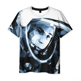 Мужская футболка 3D с принтом Гагарин в Курске, 100% полиэфир | прямой крой, круглый вырез горловины, длина до линии бедер | поехали | полигоны | юрий