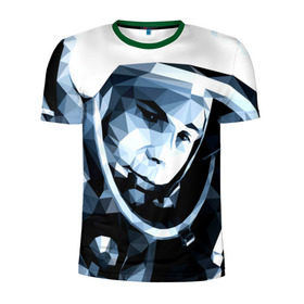 Мужская футболка 3D спортивная с принтом Гагарин в Курске, 100% полиэстер с улучшенными характеристиками | приталенный силуэт, круглая горловина, широкие плечи, сужается к линии бедра | поехали | полигоны | юрий