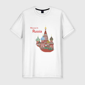 Мужская футболка премиум с принтом Добро пожаловать в Курске, 92% хлопок, 8% лайкра | приталенный силуэт, круглый вырез ворота, длина до линии бедра, короткий рукав | единая россия | ер | медведев