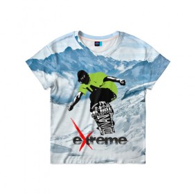 Детская футболка 3D с принтом Extreme в Курске, 100% гипоаллергенный полиэфир | прямой крой, круглый вырез горловины, длина до линии бедер, чуть спущенное плечо, ткань немного тянется | Тематика изображения на принте: extreme | snowboard | сноуборд | экстрим