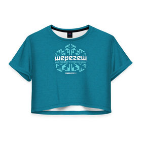 Женская футболка 3D укороченная с принтом Люблю зиму в Курске, 100% полиэстер | круглая горловина, длина футболки до линии талии, рукава с отворотами | gesh | геш | зима | люблю | шерегеш | шершавель