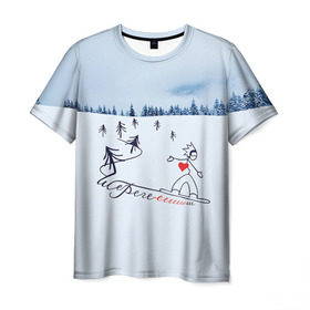 Мужская футболка 3D с принтом Шерегеш в Курске, 100% полиэфир | прямой крой, круглый вырез горловины, длина до линии бедер | Тематика изображения на принте: gesh | геш | лыжи | лыжник | сноуборд | шерегеш | шершавель