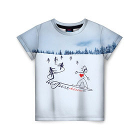 Детская футболка 3D с принтом Шерегеш в Курске, 100% гипоаллергенный полиэфир | прямой крой, круглый вырез горловины, длина до линии бедер, чуть спущенное плечо, ткань немного тянется | gesh | геш | лыжи | лыжник | сноуборд | шерегеш | шершавель