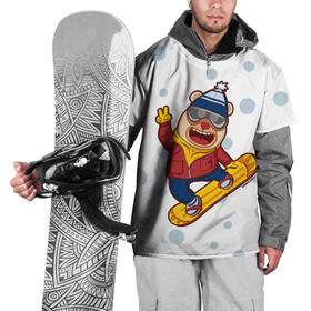 Накидка на куртку 3D с принтом Мишка сноубордист в Курске, 100% полиэстер |  | extreme | snowboard | медведь | мишка | сноуборд | экстрим