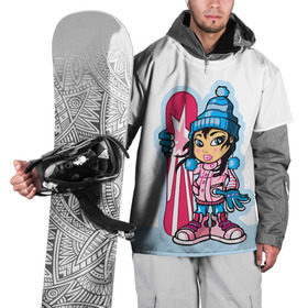 Накидка на куртку 3D с принтом Snowboard girl 3 в Курске, 100% полиэстер |  | extreme | girl | snowboard | девушка | сноуборд | экстрим