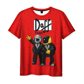 Мужская футболка 3D с принтом Daff Punk в Курске, 100% полиэфир | прямой крой, круглый вырез горловины, длина до линии бедер | donut | homer | music | simpson | барт | гомер | музыка | пончик | симпсон