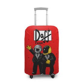 Чехол для чемодана 3D с принтом Daff Punk в Курске, 86% полиэфир, 14% спандекс | двустороннее нанесение принта, прорези для ручек и колес | donut | homer | music | simpson | барт | гомер | музыка | пончик | симпсон