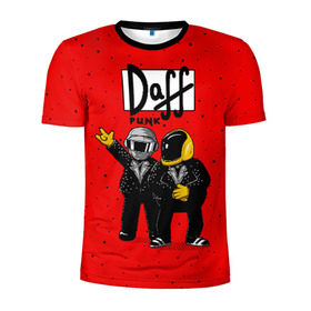 Мужская футболка 3D спортивная с принтом Daff Punk в Курске, 100% полиэстер с улучшенными характеристиками | приталенный силуэт, круглая горловина, широкие плечи, сужается к линии бедра | donut | homer | music | simpson | барт | гомер | музыка | пончик | симпсон