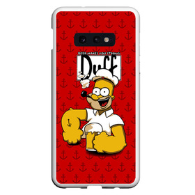 Чехол для Samsung S10E с принтом Duff Beer в Курске, Силикон | Область печати: задняя сторона чехла, без боковых панелей | bart | donut | griffin | homer | popeye | simpson | барт | гомер | гриффин | капитан | моряк | симпсон | стьюи | якорь