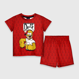 Детский костюм с шортами 3D с принтом Duff Beer в Курске,  |  | bart | donut | griffin | homer | popeye | simpson | барт | гомер | гриффин | капитан | моряк | симпсон | стьюи | якорь