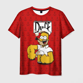 Мужская футболка 3D с принтом Duff Beer в Курске, 100% полиэфир | прямой крой, круглый вырез горловины, длина до линии бедер | bart | donut | griffin | homer | popeye | simpson | барт | гомер | гриффин | капитан | моряк | симпсон | стьюи | якорь